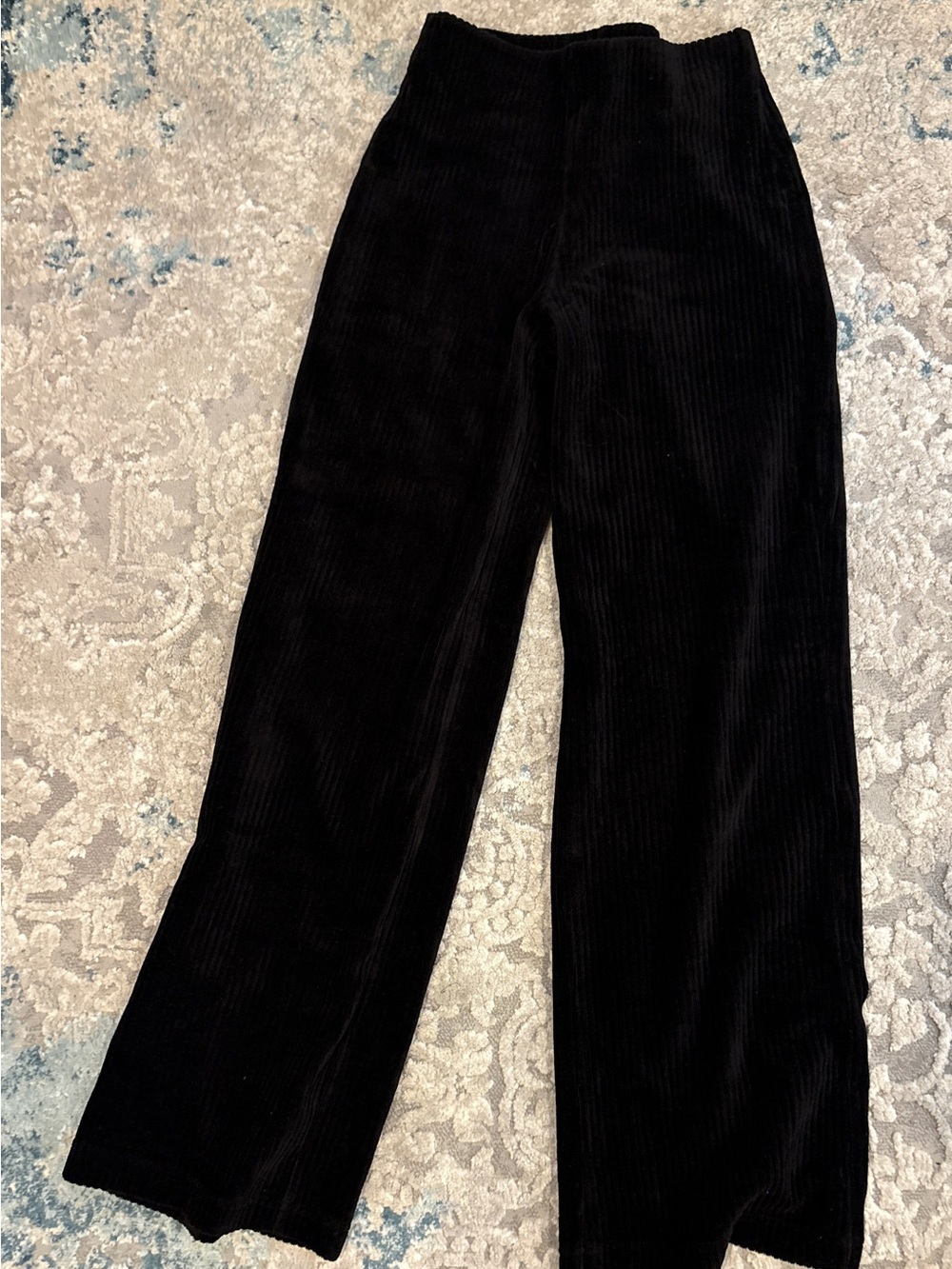 Black Corduroy Wide-Leg women’s Pants